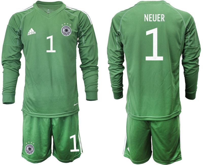 Men 2021 World Cup National Germany army green long sleeve goalkeeper #1 Soccer Jerseys->germany jersey->Soccer Country Jersey